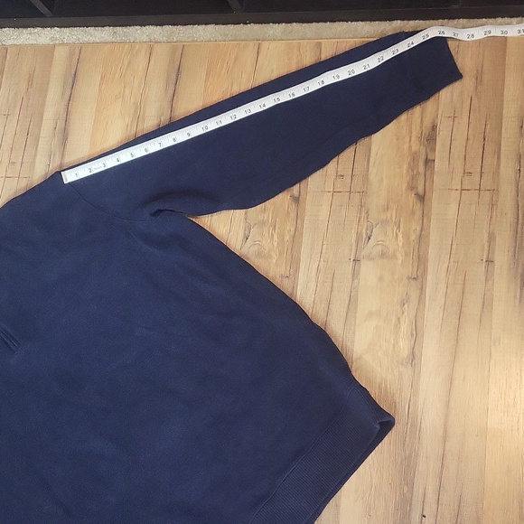 LAND'S END Blue Baumwolle 3/4 Zip Ribbed Cuff/Hem Elbow Pad Pullover Sweater - Picture 8 of 10